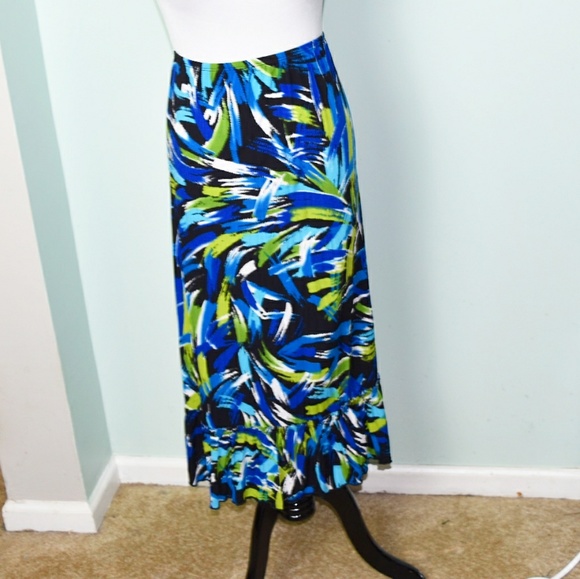 Dresses & Skirts - Gorgeous Blue and Green Abstract Print Skirt